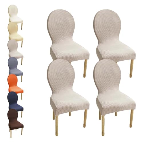 HHONGWYT Stretch Stuhlbezüge mit Runder Rückenlehne Nicht Universell Rund Rückenlehne Stuhlhussen Stuhlüberzug Ohne Armlehne Hölzern Stuhlschonbezug StuhlAbdeckung Waschbar,A2,4PCS von HHONGWYT