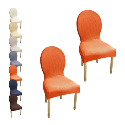 HHONGWYT Stretch Stuhlbezüge mit Runder Rückenlehne Nicht Universell Rund Rückenlehne Stuhlhussen Stuhlüberzug Ohne Armlehne Hölzern Stuhlschonbezug StuhlAbdeckung Waschbar,A3,2PCS von HHONGWYT