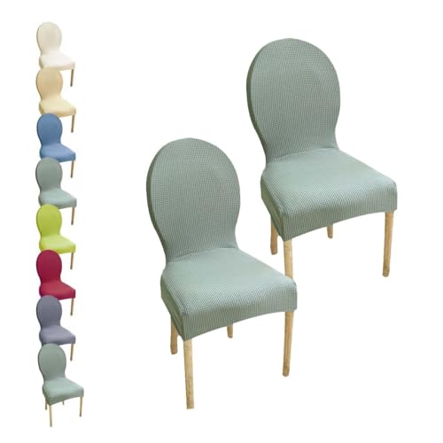 HHONGWYT Stretch Stuhlbezüge mit Runder Rückenlehne Nicht Universell Rund Rückenlehne Stuhlhussen Stuhlüberzug Ohne Armlehne Hölzern Stuhlschonbezug StuhlAbdeckung Waschbar,A9,2PCS von HHONGWYT