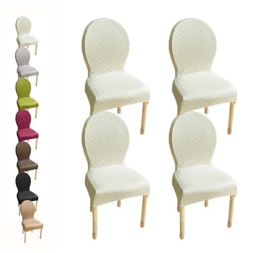 HHONGWYT Stretch Stuhlhussen 4er/6er Set Oben Rund Lehne Stuhlbezug L Lehne Hoch60cm/S Lehne Hoch51CM Stuhlüberzug Stuhlbezüge Nicht Universell Runder Rückenlehne Stuhlschonbezug,A 4pcs,1Large von HHONGWYT