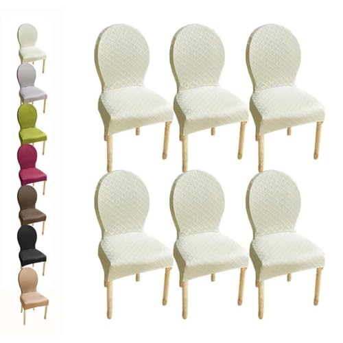 HHONGWYT Stretch Stuhlhussen 4er/6er Set Oben Rund Lehne Stuhlbezug L Lehne Hoch60cm/S Lehne Hoch51CM Stuhlüberzug Stuhlbezüge Nicht Universell Runder Rückenlehne Stuhlschonbezug,A 6pcs,1Large von HHONGWYT
