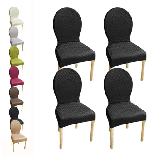 HHONGWYT Stretch Stuhlhussen 4er/6er Set Oben Rund Lehne Stuhlbezug L Lehne Hoch60cm/S Lehne Hoch51CM Stuhlüberzug Stuhlbezüge Nicht Universell Runder Rückenlehne Stuhlschonbezug,B 4pcs,1Small von HHONGWYT