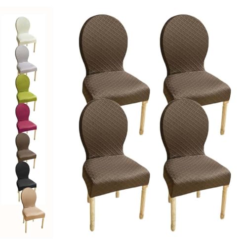 HHONGWYT Stretch Stuhlhussen 4er/6er Set Oben Rund Lehne Stuhlbezug L Lehne Hoch60cm/S Lehne Hoch51CM Stuhlüberzug Stuhlbezüge Nicht Universell Runder Rückenlehne Stuhlschonbezug,G 4pcs,1Large von HHONGWYT