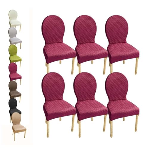 HHONGWYT Stretch Stuhlhussen 4er/6er Set Oben Rund Lehne Stuhlbezug L Lehne Hoch60cm/S Lehne Hoch51CM Stuhlüberzug Stuhlschonbezug Nicht Universell Runder Rückenlehne Stuhlbezüge,D 6pcs,1Large von HHONGWYT