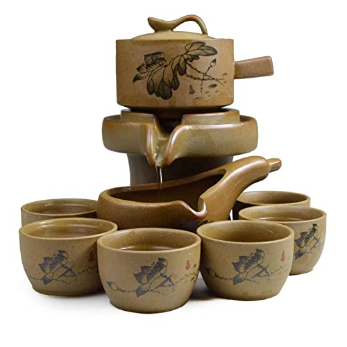 HHORB Chinesisches Gongfu-Tee-Geschenkset, Steinmühle, Lotus-Design, Teekanne mit 6 Tassen, Kung-Fu-Teezeremonie, Party, Zuhause, Büro, Dekoration HHORB Chinesisches Gongfu-Tee-Geschenkset, Steinmühle, Lotus-Design, Teekanne mit 6 Tassen, Kung-Fu-Teezeremonie, Party, Zuhause, Büro, Dekoration von HHORB