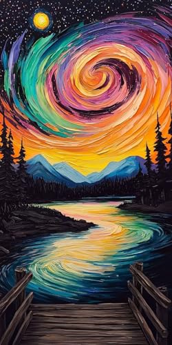 5D Diamond Painting Erwachsene, Diamant Malerei Kinder, DIY Abstrakter Sternhimmel Diamant Painting Bilder Erwachsene Bastelset Geeignet Als Geschenk, Zur Entspannung und Wanddeko 70x140cm y-90 von HHQGOUYG