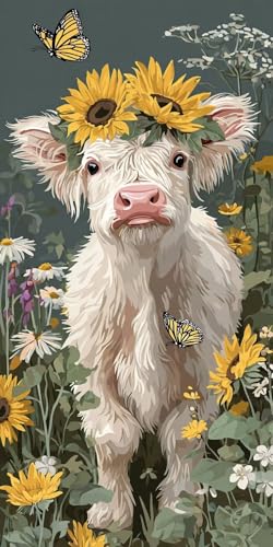 5D Diamond Painting Erwachsene, Diamant Malerei Kinder Anfänger, DIY Blumen Kuh Diamant Painting Bilder Erwachsene Bastelset Geeignet Als Geschenk, Zur Entspannung und Als Wanddeko 50x100cm y-378 von HHQGOUYG