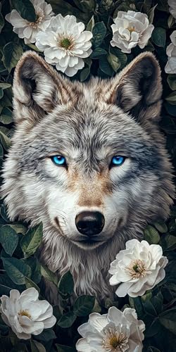 5D Diamond Painting Erwachsene, Diamant Malerei Kinder Anfänger, DIY Blumen Wolf Diamant Painting Bilder Erwachsene Bastelset Geeignet Als Geschenk, Zur Entspannung und Als Wanddeko 35x70cm y-371 5D Diamond Painting Erwachsene, Diamant Malerei Kinder Anfänger, DIY Blumen Wolf Diamant Painting Bilder Erwachsene Bastelset Geeignet Als Geschenk, Zur Entspannung und Als Wanddeko 35x70cm y-371 von HHQGOUYG