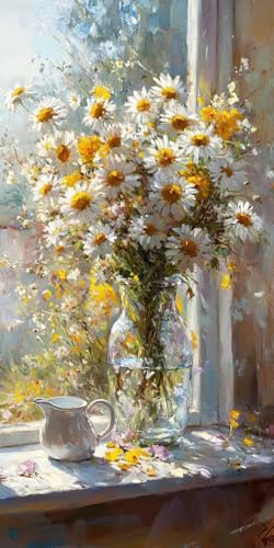 5D Diamond Painting Erwachsene, Diamant Malerei Kinder Anfänger, DIY Fensterbrett Vase Diamant Painting Bilder Erwachsene Bastelset Geeignet Als Geschenk, Zur Entspannung und Als Wanddeko 80x160cm y98 von HHQGOUYG