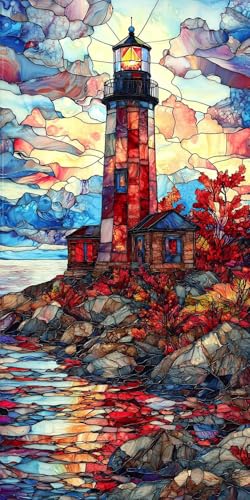 5D Diamond Painting Erwachsene, Diamant Malerei Kinder Anfänger, DIY Leuchtturm Aussicht Diamant Painting Bilder Erwachsene Bastelset Geeignet Als Geschenk, Zur Entspannung und Wanddeko 80x160cm y-111 von HHQGOUYG