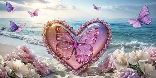 5D Diamond Painting Erwachsene, Diamant Malerei Kinder Anfänger, DIY Liebe Strand Diamant Painting Bilder Erwachsene Bastelset Geeignet Als Geschenk, Zur Entspannung und Als Wanddeko 70x140cm y-6 von HHQGOUYG