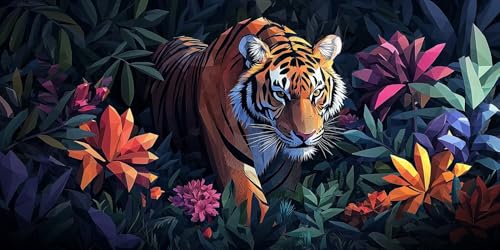 5D Diamond Painting Erwachsene, Diamant Malerei Kinder Anfänger, DIY Tiger Blumen Diamant Painting Bilder Erwachsene Bastelset Geeignet Als Geschenk, Zur Entspannung und Als Wanddeko 35x70cm y-495 5D Diamond Painting Erwachsene, Diamant Malerei Kinder Anfänger, DIY Tiger Blumen Diamant Painting Bilder Erwachsene Bastelset Geeignet Als Geschenk, Zur Entspannung und Als Wanddeko 35x70cm y-495 von HHQGOUYG