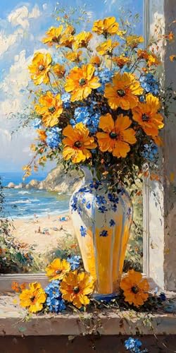 5D Diamond Painting Erwachsene, Diamant Malerei Kinder Anfänger, DIY Vase Blumen Diamant Painting Bilder Erwachsene Bastelset Geeignet Als Geschenk, Zur Entspannung und Als Wanddeko 70x140cm y-395 von HHQGOUYG