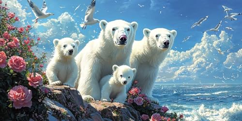 5D Diamond Painting Erwachsene, Diamant Malerei Kinder Anfänger, DIY Weißer Bär Diamant Painting Bilder Erwachsene Bastelset Geeignet Als Geschenk, Zur Entspannung und Als Wanddeko 80x160cm y-26 von HHQGOUYG