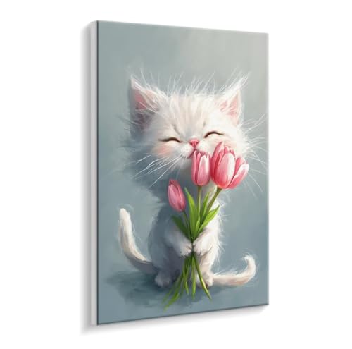 Malen Nach Zahlen Erwachsene, Süße Katze Paint by Numbers Malen Nach Zahlen, DIY mit Pinseln und Acrylfarben Handgemalt Ölgemälde für Geschenke und Wand Dekoratio, Ohne Rahmen 100 x 130 cm R-485 von HHQGOUYG
