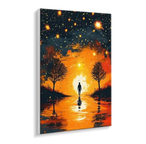 Malen Nach Zahlen Erwachsene - DIY Abstrakter Wald Handgemalt Ölgemälde Kit für Anfänger, Mit 3 - Pinseln und Acrylfarbe Handgemalt öLgemäLde Kit Als Heimdekoration 50 x 70 cm (Rahmenlos) t-141 von HHQGOUYG
