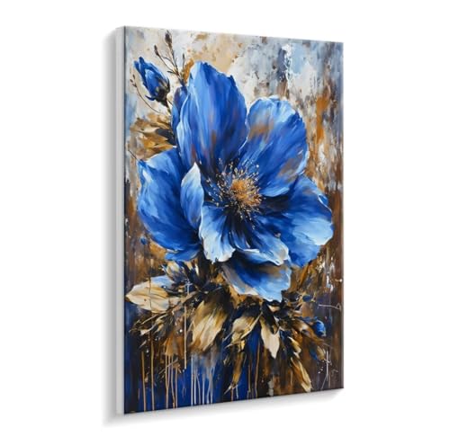 Malen Nach Zahlen Erwachsene - DIY Blaue Blumen Handgemalt Ölgemälde Kit für Anfänger, Mit 3 - Pinseln und Acrylfarbe Handgemalt öLgemäLde Kit Als Geschenk Heimdekoration 50 x 70 cm (Rahmenlos) t-499 von HHQGOUYG