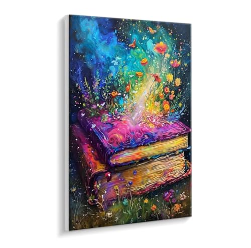 Malen Nach Zahlen Erwachsene - DIY Blumen Bücher Handgemalt Ölgemälde Kit für Anfänger, Mit 3 - Pinseln und Acrylfarbe Handgemalt öLgemäLde Kit Als Geschenk Heimdekoration 90 x 120 cm (Rahmenlos) t395 von HHQGOUYG
