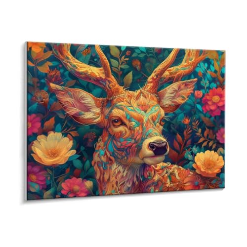 Malen Nach Zahlen Erwachsene - DIY Blumen Farbe Hirsch Handgemalt Ölgemälde Kit für Anfänger, Mit 3 - Pinseln und Acrylfarbe Handgemalt öLgemäLde Kit Als Heimdekoration 50 x 70 cm (Rahmenlos) t-359 von HHQGOUYG