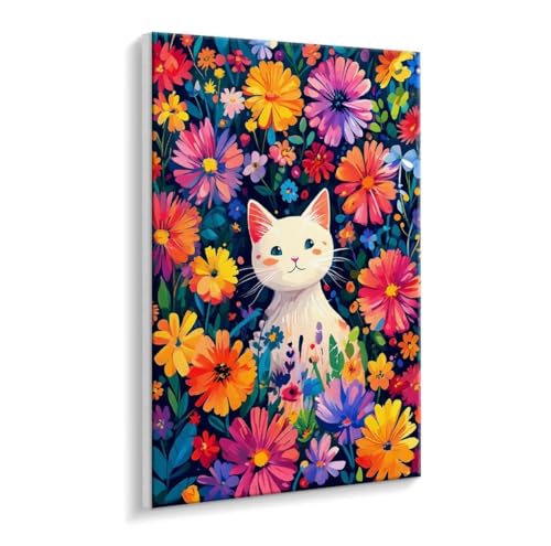 Malen Nach Zahlen Erwachsene - DIY Blumen Katzen Handgemalt Ölgemälde Kit für Anfänger, Mit 3 - Pinseln und Acrylfarbe Handgemalt öLgemäLde Kit Als Geschenk Heimdekoration 70 x 90 cm (Rahmenlos) t-351 von HHQGOUYG