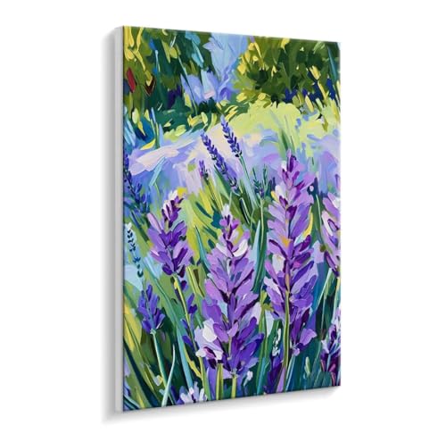 Malen Nach Zahlen Erwachsene - DIY Blumen Lavendel Handgemalt Ölgemälde Kit für Anfänger, Mit 3 - Pinseln und Acrylfarbe Handgemalt öLgemäLde Kit Als Heimdekoration 90 x 120 cm (Rahmenlos) t-375 von HHQGOUYG