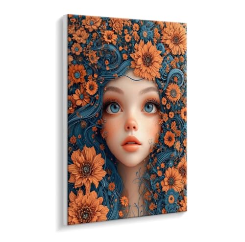 Malen Nach Zahlen Erwachsene - DIY Blumen Mädchen Handgemalt Ölgemälde Kit für Anfänger, Mit 3 - Pinseln und Acrylfarbe Handgemalt öLgemäLde Kit Als Geschenk Heimdekoration 35 x 50 cm (Rahmenlos) t357 von HHQGOUYG