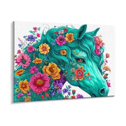 Malen Nach Zahlen Erwachsene - DIY Blumen Pferde Handgemalt Ölgemälde Kit für Anfänger, Mit 3 - Pinseln und Acrylfarbe Handgemalt öLgemäLde Kit Als Geschenk Heimdekoration 90 x 120 cm (Rahmenlos) t389 von HHQGOUYG