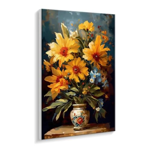 Malen Nach Zahlen Erwachsene - DIY Blumen Vase Handgemalt Ölgemälde Kit für Anfänger, Mit 3 - Pinseln und Acrylfarbe Handgemalt öLgemäLde Kit Als Geschenk Heimdekoration 50 x 70 cm (Rahmenlos) t-369 von HHQGOUYG