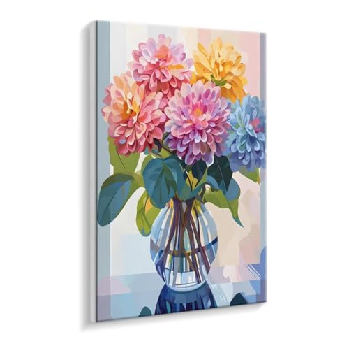 Malen Nach Zahlen Erwachsene - DIY Blumen Vase Handgemalt Ölgemälde Kit für Anfänger, Mit 3 - Pinseln und Acrylfarbe Handgemalt öLgemäLde Kit Als Geschenk Heimdekoration 90 x 120 cm (Rahmenlos) t-367 von HHQGOUYG