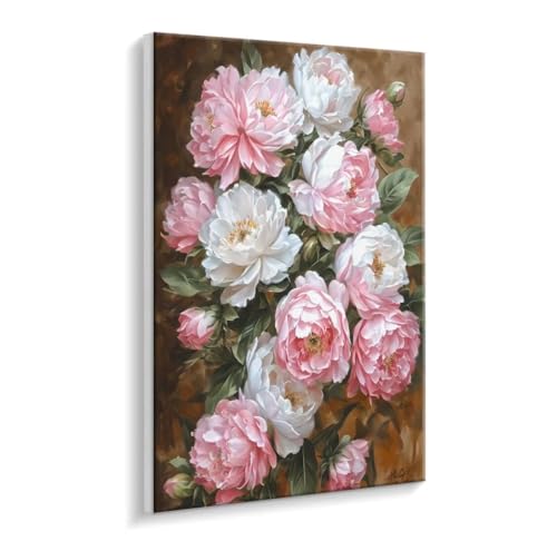 Malen Nach Zahlen Erwachsene - DIY Blumen rosa Handgemalt Ölgemälde Kit für Anfänger, Mit 3 - Pinseln und Acrylfarbe Handgemalt öLgemäLde Kit Als Geschenk Heimdekoration 50 x 70 cm (Rahmenlos) t-381 von HHQGOUYG