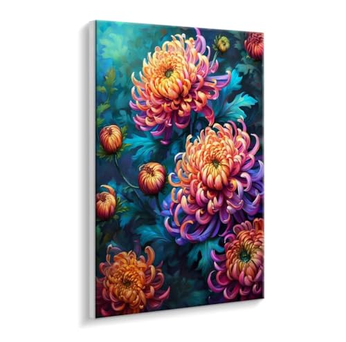 Malen Nach Zahlen Erwachsene - DIY Chrysanthemum Handgemalt Ölgemälde Kit für Anfänger, Mit 3 - Pinseln und Acrylfarbe Handgemalt öLgemäLde Kit Als Geschenk Heimdekoration 70 x 90 cm (Rahmenlos) t-455 von HHQGOUYG
