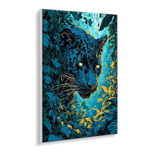 Malen Nach Zahlen Erwachsene - DIY Dschungel Leopard Handgemalt Ölgemälde Kit für Anfänger, Mit 3 - Pinseln und Acrylfarbe Handgemalt öLgemäLde Kit Als Heimdekoration 50 x 70 cm (Rahmenlos) t-165 von HHQGOUYG