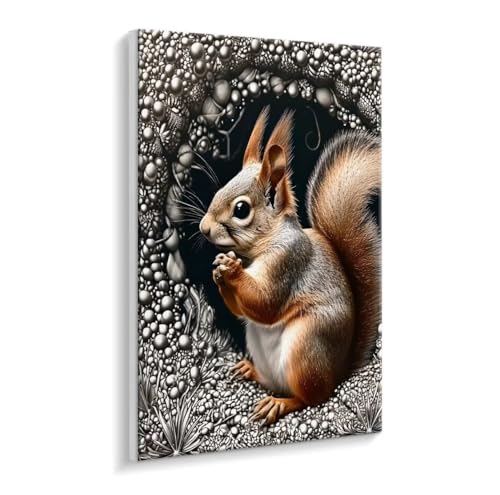Malen Nach Zahlen Erwachsene - DIY Eichhörnchen Handgemalt Ölgemälde Kit für Anfänger, Mit 3 - Pinseln und Acrylfarbe Handgemalt öLgemäLde Kit Als Geschenk Heimdekoration 50 x 70 cm (Rahmenlos) t-727 von HHQGOUYG