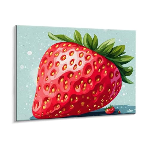 Malen Nach Zahlen Erwachsene - DIY Erdbeeren Handgemalt Ölgemälde Kit für Anfänger, Mit 3 - Pinseln und Acrylfarbe Handgemalt öLgemäLde Kit Als Geschenk Heimdekoration 90 x 120 cm (Rahmenlos) t-109 von HHQGOUYG