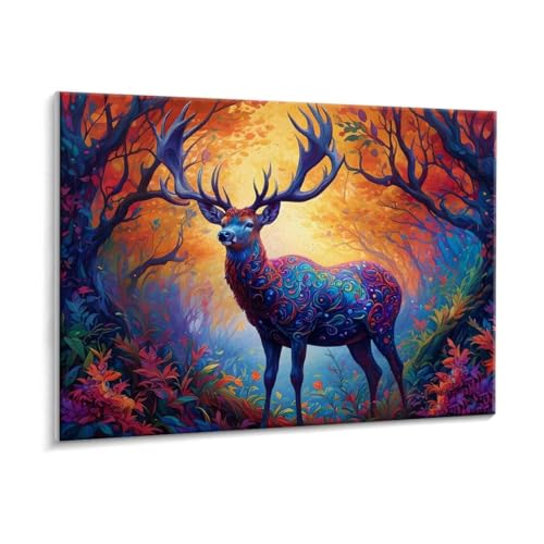 Malen Nach Zahlen Erwachsene - DIY Farbe Hirsch Handgemalt Ölgemälde Kit für Anfänger, Mit 3 - Pinseln und Acrylfarbe Handgemalt öLgemäLde Kit Als Geschenk Heimdekoration 90 x 120 cm (Rahmenlos) t-83 von HHQGOUYG