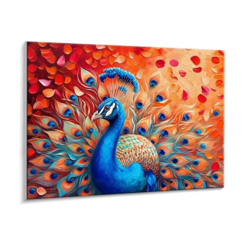 Malen Nach Zahlen Erwachsene - DIY Farbe Pfauen Handgemalt Ölgemälde Kit für Anfänger, Mit 3 - Pinseln und Acrylfarbe Handgemalt öLgemäLde Kit Als Geschenk Heimdekoration 35 x 50 cm (Rahmenlos) t-81 von HHQGOUYG
