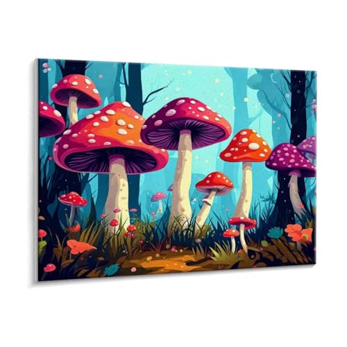 Malen Nach Zahlen Erwachsene - DIY Farbe Pilze Handgemalt Ölgemälde Kit für Anfänger, Mit 3 - Pinseln und Acrylfarbe Handgemalt öLgemäLde Kit Als Geschenk Heimdekoration 90 x 120 cm (Rahmenlos) t-87 von HHQGOUYG