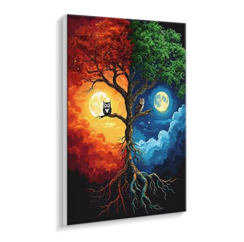 Malen Nach Zahlen Erwachsene - DIY Farbe Zauberbäume Handgemalt Ölgemälde Kit für Anfänger, Mit 3 - Pinseln und Acrylfarbe Handgemalt öLgemäLde Kit Als Heimdekoration 35 x 50 cm (Rahmenlos) t-67 von HHQGOUYG
