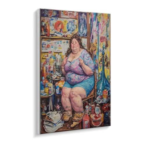 Malen Nach Zahlen Erwachsene - DIY Fette Frau Handgemalt Ölgemälde Kit für Anfänger, Mit 3 - Pinseln und Acrylfarbe Handgemalt öLgemäLde Kit Als Geschenk Heimdekoration 90 x 120 cm (Rahmenlos) t-631 von HHQGOUYG