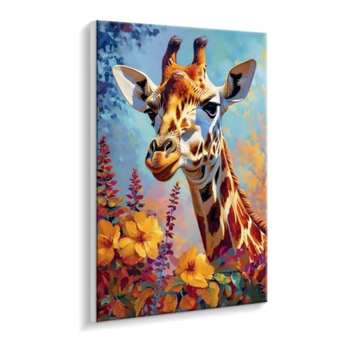 Malen Nach Zahlen Erwachsene - DIY Giraffe Handgemalt Ölgemälde Kit für Anfänger, Mit 3 - Pinseln und Acrylfarbe Handgemalt öLgemäLde Kit Als Geschenk Heimdekoration 50 x 70 cm (Rahmenlos) t-837 von HHQGOUYG