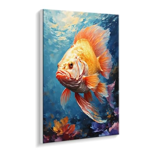 Malen Nach Zahlen Erwachsene - DIY Goldfisch Handgemalt Ölgemälde Kit für Anfänger, Mit 3 - Pinseln und Acrylfarbe Handgemalt öLgemäLde Kit Als Geschenk Heimdekoration 90 x 120 cm (Rahmenlos) t-443 von HHQGOUYG