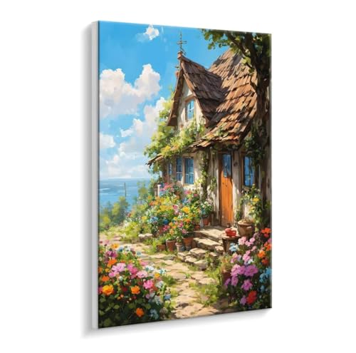 Malen Nach Zahlen Erwachsene - DIY Haus Aussicht Handgemalt Ölgemälde Kit für Anfänger, Mit 3 - Pinseln und Acrylfarbe Handgemalt öLgemäLde Kit Als Geschenk Heimdekoration 35 x 50 cm (Rahmenlos) t-771 von HHQGOUYG