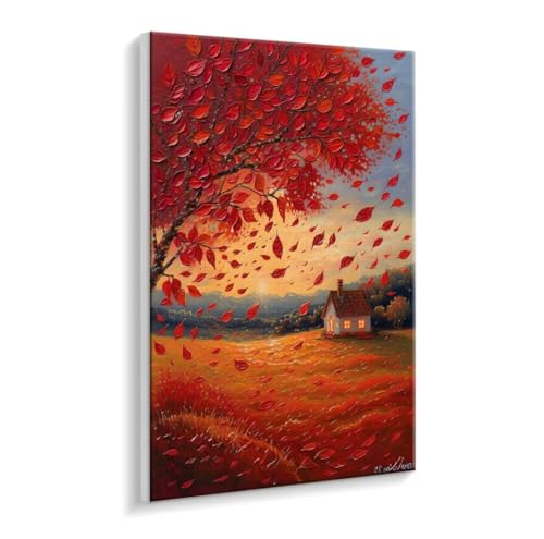 Malen Nach Zahlen Erwachsene - DIY Herbst Handgemalt Ölgemälde Kit für Anfänger, Mit 3 - Pinseln und Acrylfarbe Handgemalt öLgemäLde Kit Als Geschenk Heimdekoration 35 x 50 cm (Rahmenlos) t-653 von HHQGOUYG