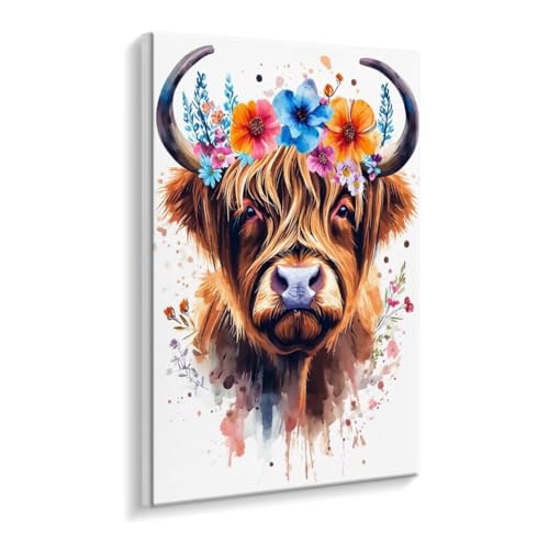 Malen Nach Zahlen Erwachsene - DIY Highland Rund Blumen Handgemalt Ölgemälde Kit für Anfänger, Mit 3 - Pinseln und Acrylfarbe Handgemalt öLgemäLde Kit Als Heimdekoration 70 x 90 cm (Rahmenlos) t-269 von HHQGOUYG