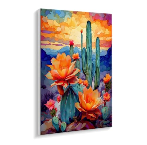 Malen Nach Zahlen Erwachsene - DIY Kaktusblumen Handgemalt Ölgemälde Kit für Anfänger, Mit 3 - Pinseln und Acrylfarbe Handgemalt öLgemäLde Kit Als Geschenk Heimdekoration 50 x 70 cm (Rahmenlos) t-759 von HHQGOUYG