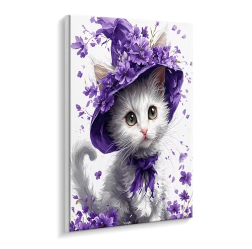 Malen Nach Zahlen Erwachsene - DIY Katzen Blumen Handgemalt Ölgemälde Kit für Anfänger, Mit 3 - Pinseln und Acrylfarbe Handgemalt öLgemäLde Kit Als Geschenk Heimdekoration 50 x 70 cm (Rahmenlos) t-553 von HHQGOUYG