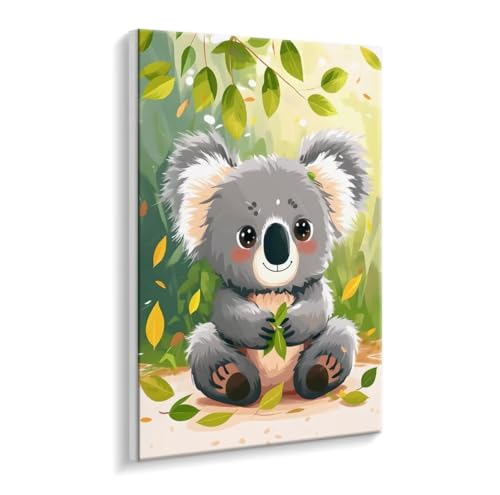 Malen Nach Zahlen Erwachsene - DIY Koala süß Handgemalt Ölgemälde Kit für Anfänger, Mit 3 - Pinseln und Acrylfarbe Handgemalt öLgemäLde Kit Als Geschenk Heimdekoration 35 x 50 cm (Rahmenlos) t-463 von HHQGOUYG