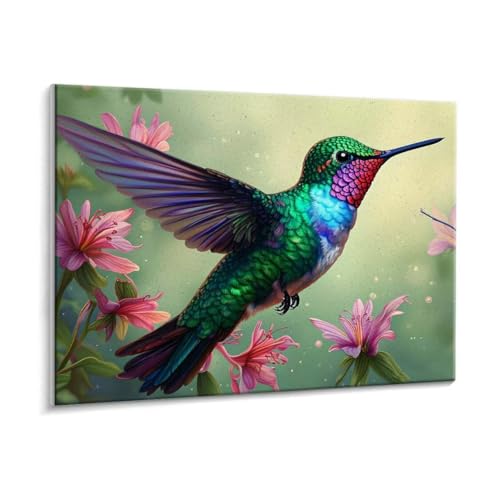 Malen Nach Zahlen Erwachsene - DIY Kolibri Blumen Handgemalt Ölgemälde Kit für Anfänger, Mit 3 - Pinseln und Acrylfarbe Handgemalt öLgemäLde Kit Als Geschenk Heimdekoration 50 x 70 cm (Rahmenlos) t255 von HHQGOUYG