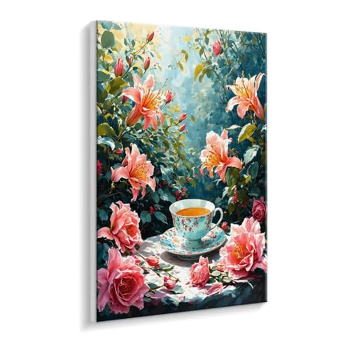 Malen Nach Zahlen Erwachsene - DIY Lilie Kaffee Handgemalt Ölgemälde Kit für Anfänger, Mit 3 - Pinseln und Acrylfarbe Handgemalt öLgemäLde Kit Als Geschenk Heimdekoration 35 x 50 cm (Rahmenlos) t-29 von HHQGOUYG
