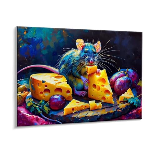 Malen Nach Zahlen Erwachsene - DIY Mäuse Käse Handgemalt Ölgemälde Kit für Anfänger, Mit 3 - Pinseln und Acrylfarbe Handgemalt öLgemäLde Kit Als Geschenk Heimdekoration 70 x 90 cm (Rahmenlos) t-519 von HHQGOUYG
